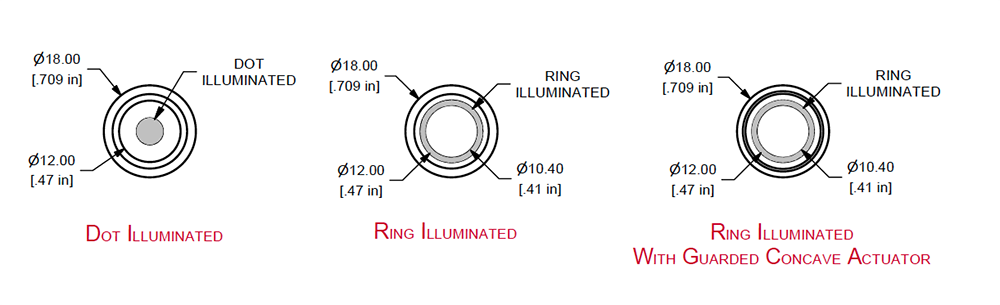 E-Switch PV3 Illuminated Anti-Vandal Pushbutton Switches